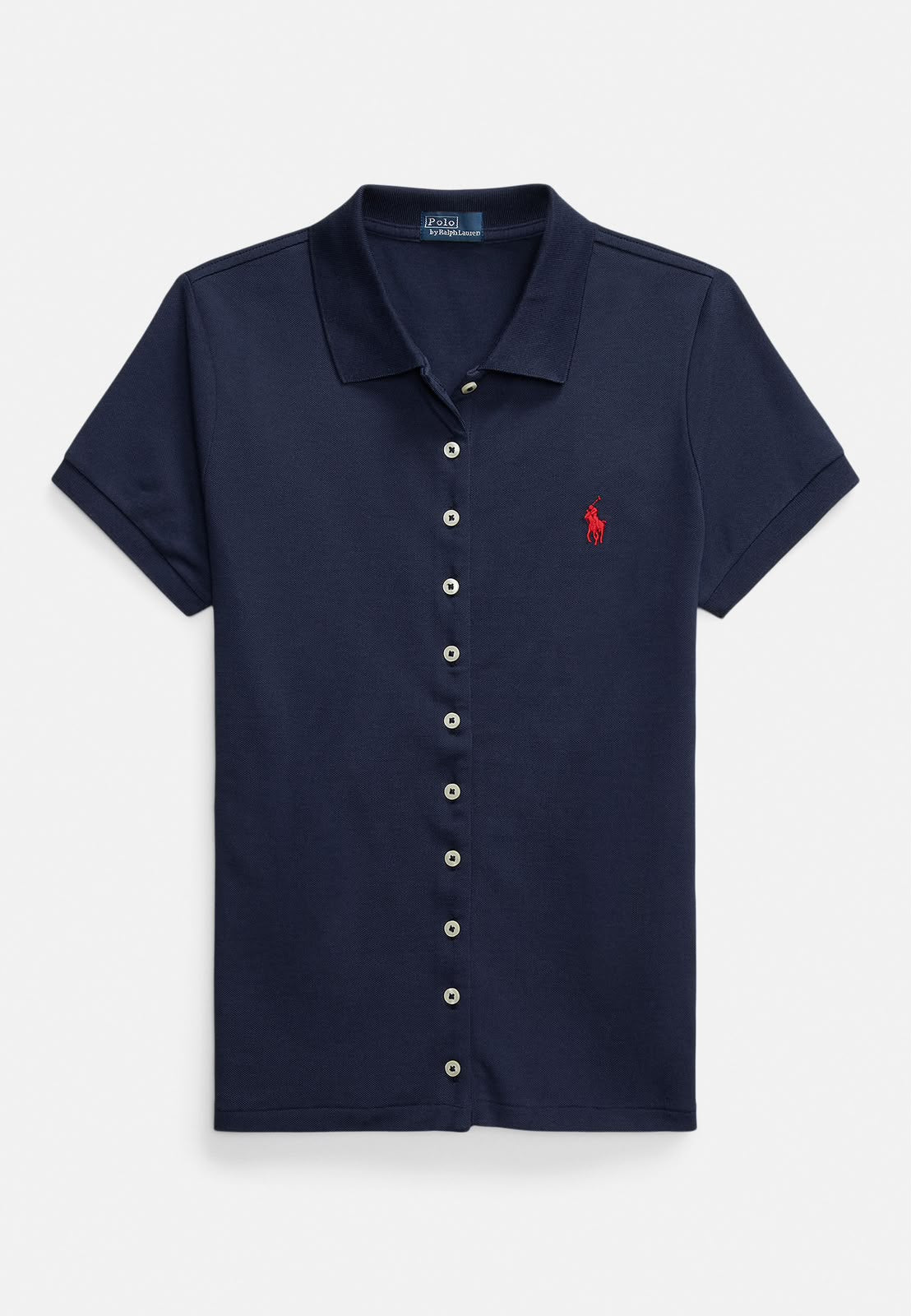 Damen Polo-Shirt mit durchgehender Knopfleiste
