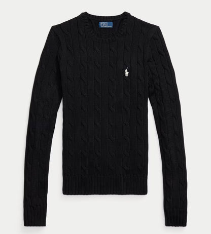 Damen Zopfmuster-Strickpullover mit Rundhalsausschnitt