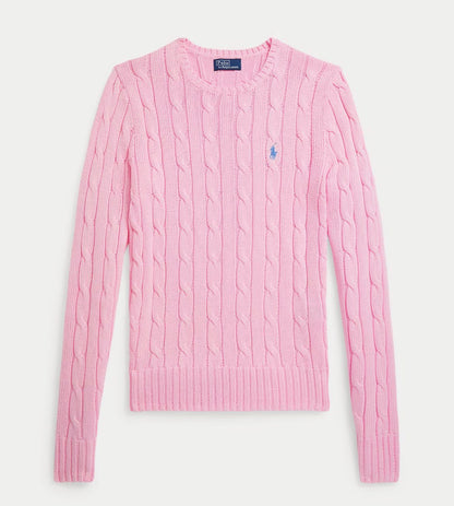Damen Zopfmuster-Strickpullover mit Rundhalsausschnitt