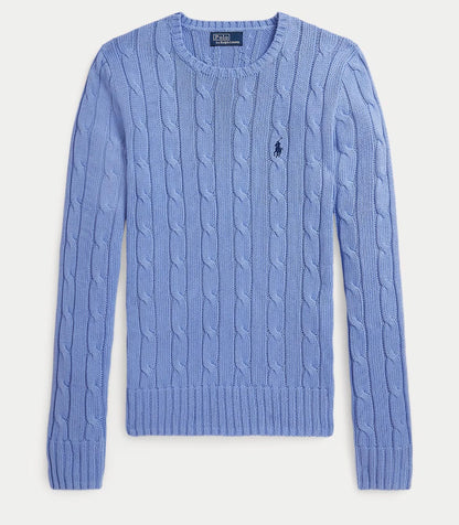 Damen Zopfmuster-Strickpullover mit Rundhalsausschnitt