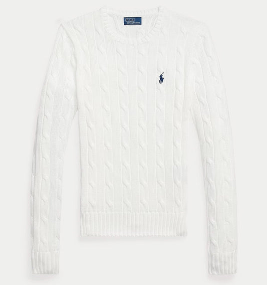 Damen Zopfmuster-Strickpullover mit Rundhalsausschnitt
