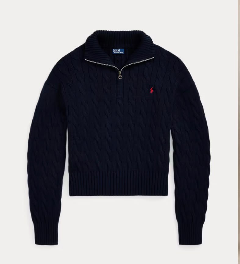 Damen Zopfstrick-Pullover mit Half-Zip und Stehkragen