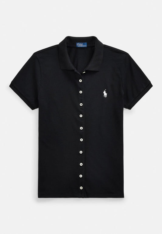 Damen Polo-Shirt mit durchgehender Knopfleiste
