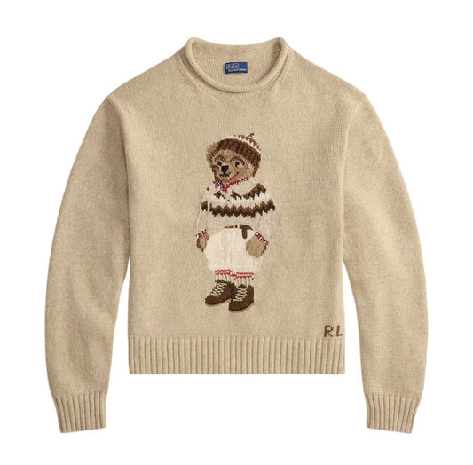 Damen Teddy-Strickpullover mit Stehkragen – Heritage Bear