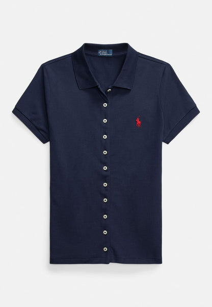 Damen Polo-Shirt mit durchgehender Knopfleiste